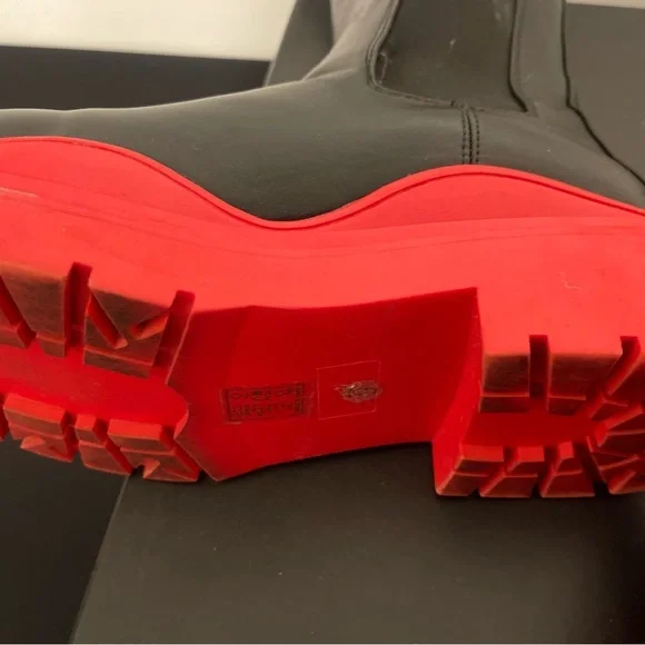 Red Black wavy boots Bottega inspired veneta winter rain snow weather emo chunky - Picture 3 of 5